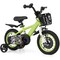 Green Carbon Steel Kids Bike with Basket, Dual Brakes and Detachable Training Wheels
